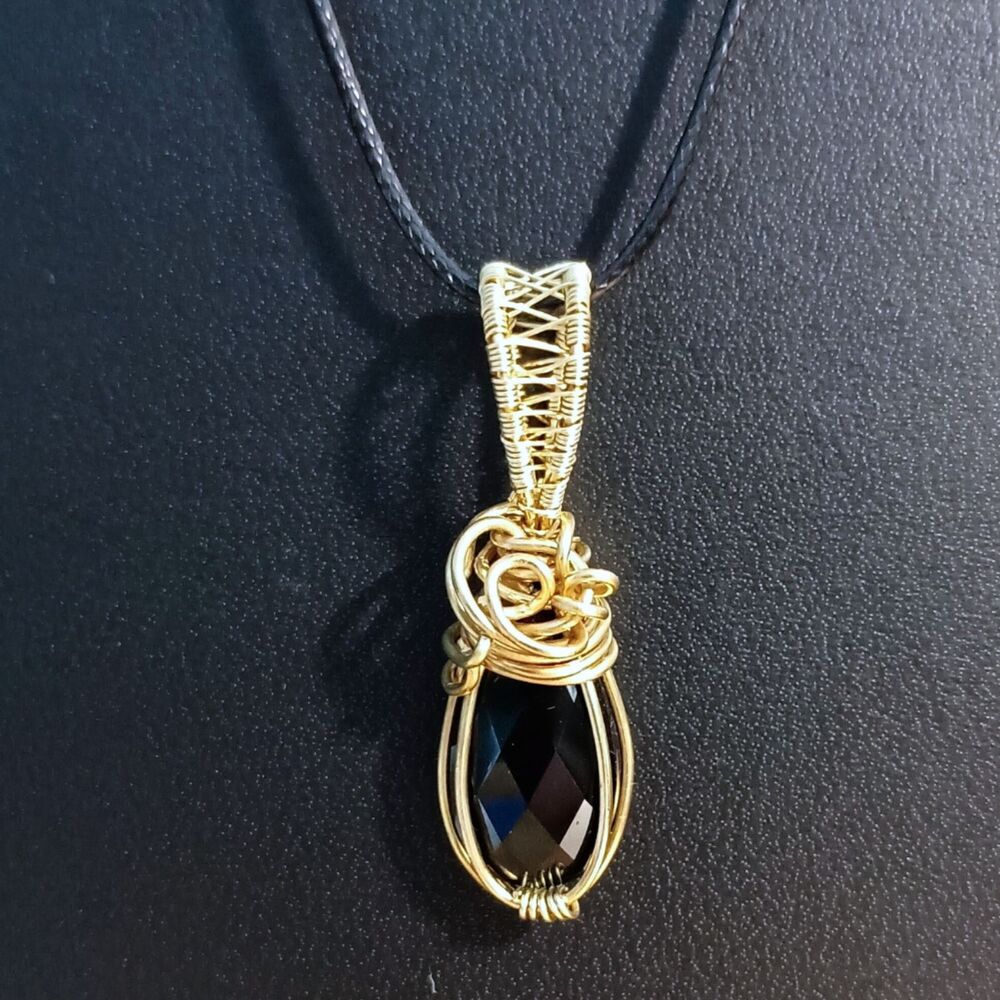 Centered Focus | Hand-wrapped Faceted Black Onyx Pendant Intentional Jewelry